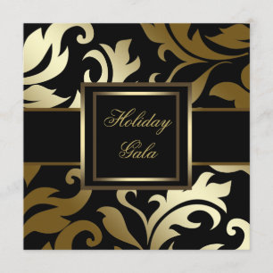 Elegante schwarze goldene Damast-Party-Einladungen Einladung