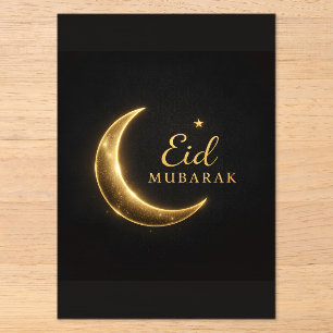 Elegante schwarze & goldene Eid Mubarak Karte – Pr Acryleinladungen