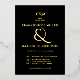 Elegante schwarze goldene Et-Zeichen moderne Luxus Folieneinladung