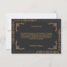 Elegante schwarze goldene Hochzeits-Dankeskarten