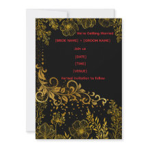 Elegante schwarze & goldene Hochzeitseinladung | L