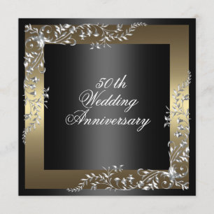 Elegante schwarze/goldene Hochzeitsjubiläumseinlad Einladung