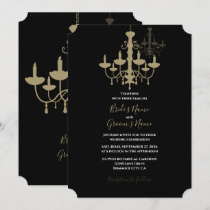 Elegante Schwarze goldene Kronleuchter Einladungen