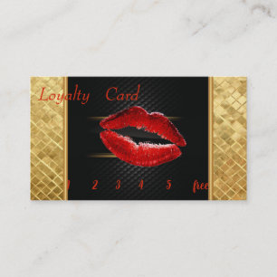 Elegante schwarze, goldene Pailletten rote Lippen, Treuekarte