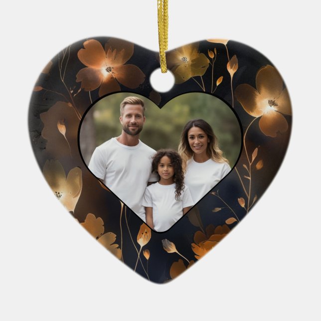 Elegante schwarze goldene Terracotta Keramik Ornament (Vorne)