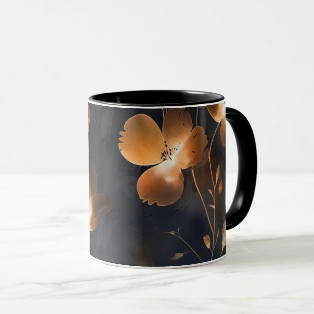 Elegante schwarze goldene Terracotta Tasse (VorderseiteRechts)