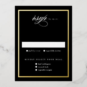 Elegante schwarze Goldfolie Hochzeit RSVP Karten