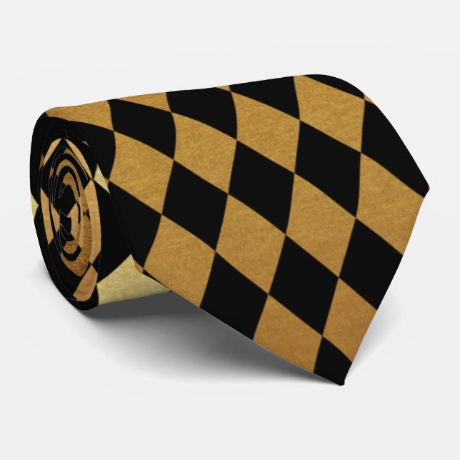 Elegante schwarze Goldmuster-Zusatz-Krawatte Krawatte (Gerollt)
