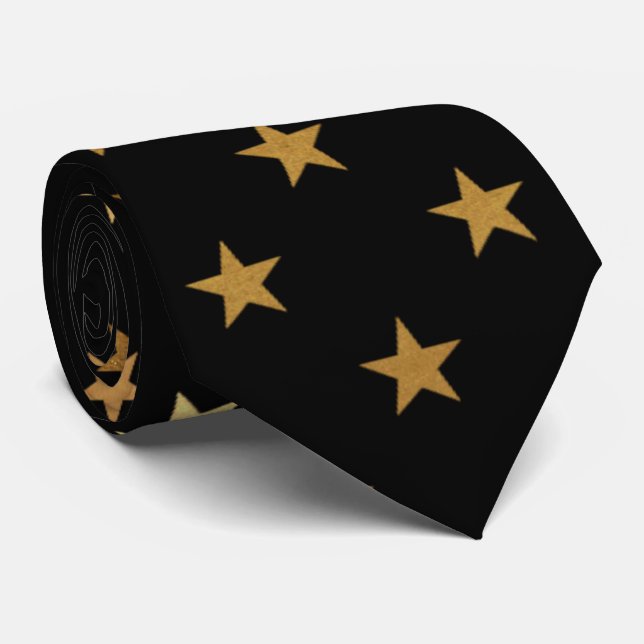 Elegante schwarze Goldsternchen-Vereinbarung Krawatte (Gerollt)