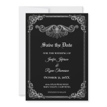 Elegante schwarze gotische Hochzeit - Save-the-Dat