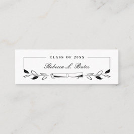 Elegante Schwarze Graduate Name Cards einfügen Telefonnummerkarte