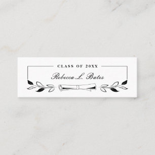 Elegante Schwarze Graduate Name Cards einfügen Telefonnummerkarte