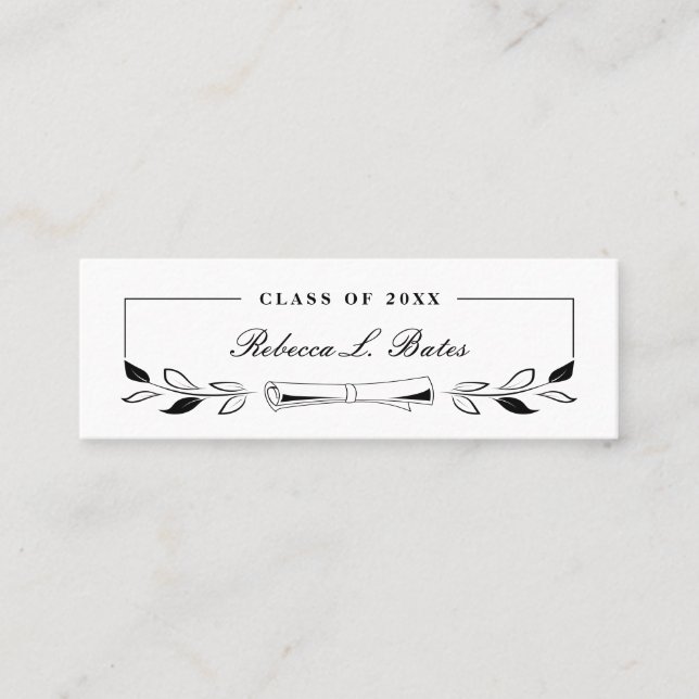 Elegante Schwarze Graduate Name Cards einfügen Telefonnummerkarte (Vorderseite)