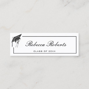 Elegante Schwarze Graduate Name Cards einfügen Telefonnummerkarte