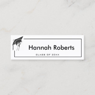 Elegante Schwarze Graduate Name Cards einfügen Telefonnummerkarte