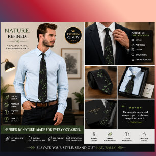 Elegante schwarze grüne botanische Krawatte Styl