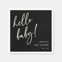 Elegante schwarze Hello-Baby-Shower-Servietten