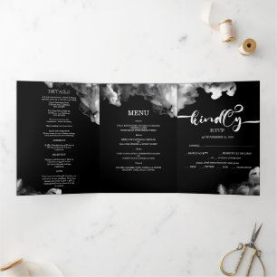 Elegante Schwarze Hochzeit Einladung/Menü/uAwg.  Dreifach Gefaltete Einladung