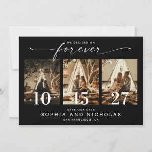 Elegante schwarze Hochzeit Moderne, schicke drei Save The Date
