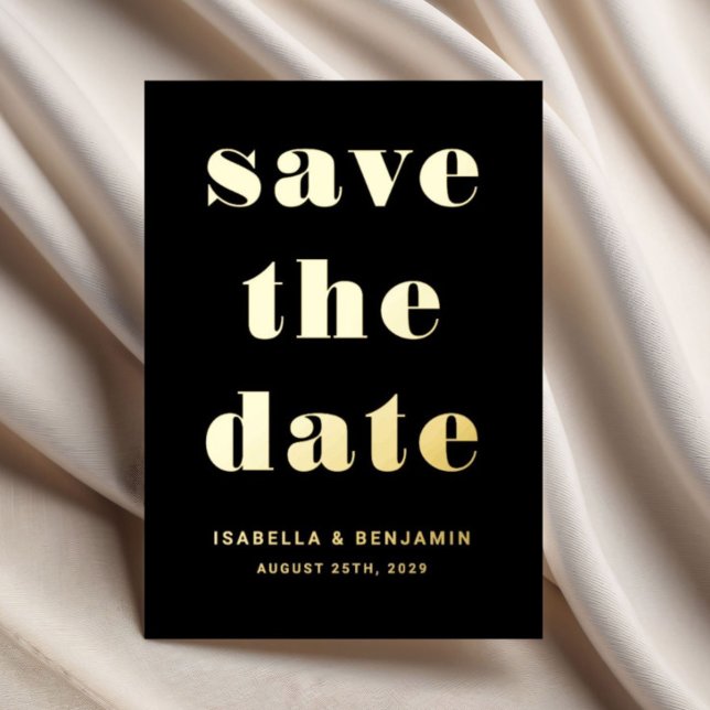 Elegante Schwarze Hochzeit speichern das Datum Gol Folieneinladung (Elegant Burgundy Gold Wedding Save The Date Card)