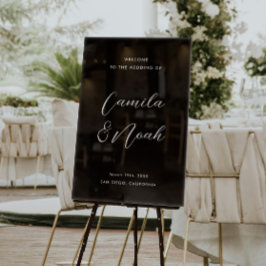 Elegante Schwarze Hochzeit Willkommen Acrylschild