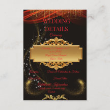 Elegante schwarze Hochzeits-Details-Karte GOLD-DES