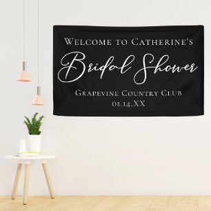 Elegante schwarze Hochzeitsdusche - Personalisiert Banner
