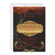 Elegante schwarze Hochzeitseinladung mit goldenem 