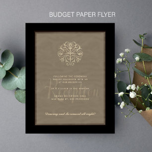 Elegante, schwarze Hochzeitsempfehlung Flyer