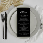 elegante schwarze Hochzeitskarte Menükarte<br><div class="desc">schlichtes Schwarz-Weiß-Design. Farbe und Text können personalisiert sein.</div>