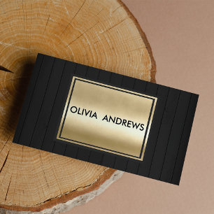 Elegante schwarze Imitate Gold rustikales Holz mod Visitenkarte