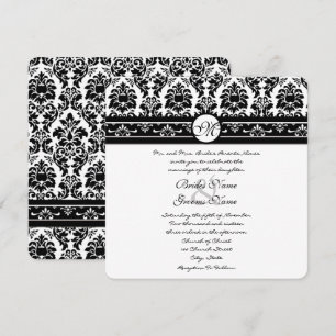 Elegante Schwarze Imitate graviert BlumenDamaskus Einladung