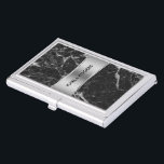 Elegante Schwarze Imitate Marmor Silver Accent Visitenkarten Etui<br><div class="desc">Eleganter schwarzer Imitat mit silberfarbenem Akzent. Benutzerdefinierbare Visitenkartenvorlage. Verfügbar auf anderen Produkten.</div>