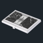 Elegante Schwarze Imitate Marmor Silver Accent Visitenkarten Etui<br><div class="desc">Eleganter schwarzer Imitat mit silberfarbenem Akzent. Benutzerdefinierbare Visitenkartenvorlage. Verfügbar auf anderen Produkten.</div>