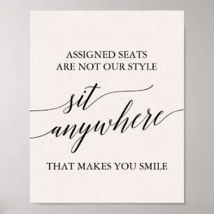 Elegante schwarze Kalligrafie Cream Sit Anywhere S Poster