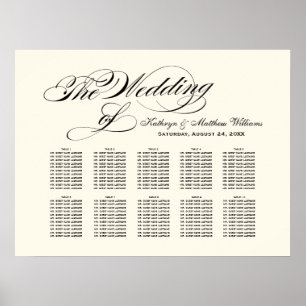 Elegante schwarze Kalligrafie Elfenbein Hochzeit S Poster