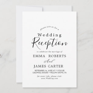 Elegante schwarze Kalligrafie Hochzeitsempfang Einladung