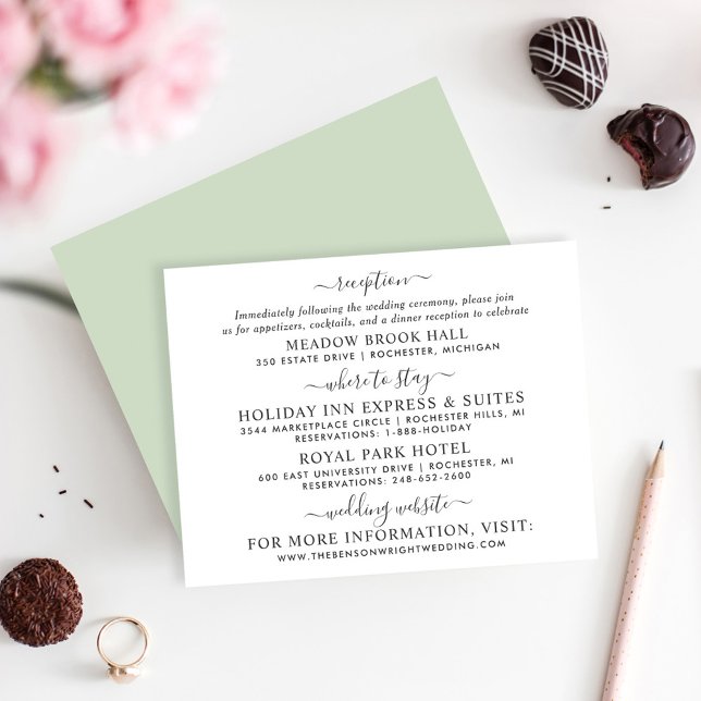 Elegante Schwarze Kalligrafie - Hochzeitsinformati Begleitkarte (Von Creator hochgeladen)