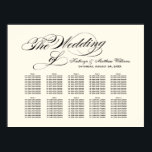 Elegante schwarze Kalligrafie-Hochzeitssattelkarte Poster<br><div class="desc">Das elegante,  schwarze Kalligraphie-Skript für Hochzeitssitzplakatdesign bietet ein Monogramm der Braut- und Bräutigamen,  das Hochzeitsdatum und den benutzerdefinierten Vorlagentext für Tischnummern und Gästebamen. Schwarz und Elfenbeinfarben.</div>