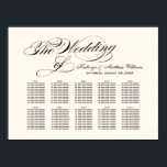 Elegante schwarze Kalligrafie-Hochzeitssattelkarte Poster<br><div class="desc">Das elegante, schwarze Kalligraphie-Skript für Hochzeitssitzplakatdesign bietet ein Monogramm der Braut- und Bräutigamen, das Hochzeitsdatum und den benutzerdefinierten Vorlagentext für Tischnummern und Gästebamen. Schwarz und Elfenbeinfarben.</div>
