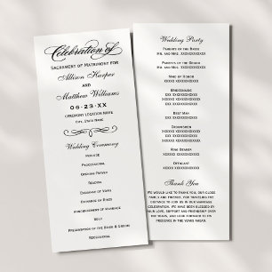 Elegante schwarze Kalligrafie-Hochzeitszeremonie Programm