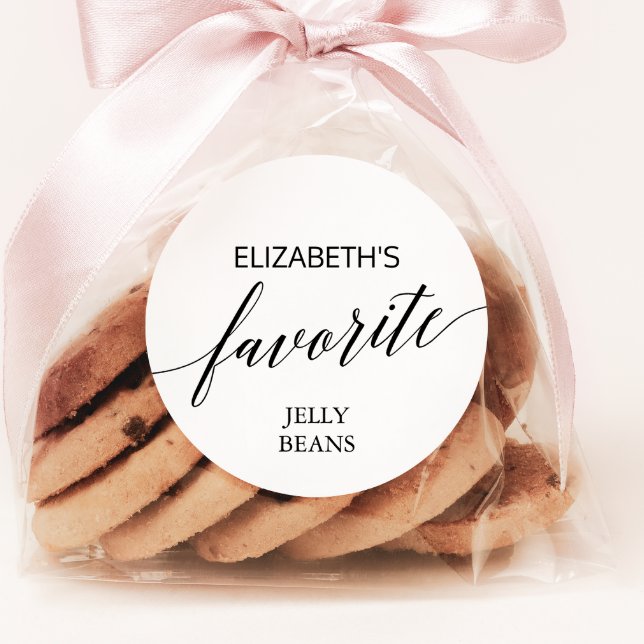 Elegante schwarze Kalligrafie, ihre Lieblinge Runder Aufkleber (Von Creator hochgeladen)