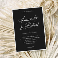 Elegante schwarze Kalligrafie Old Money Hochzeit