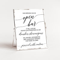 Elegante Schwarze Kalligrafie Vorsicht Offene Bar-