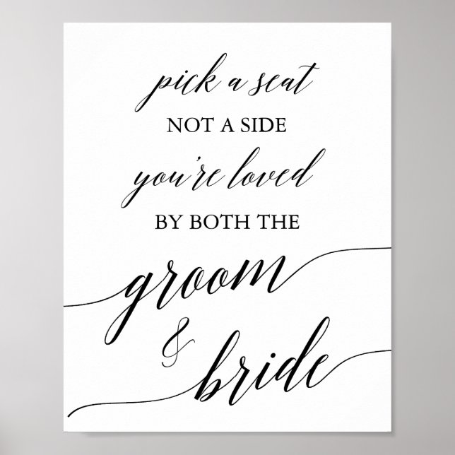 Elegante Schwarze Kalligrafie Wählen Sie ein Sitzz Poster (Vorne)