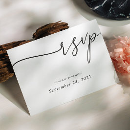 Elegante Schwarze Kalligraphie auf der Weißen Hoch RSVP Karte