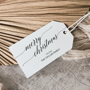 Elegante schwarze Kalligraphie-frohe Weihnachten Geschenkanhänger