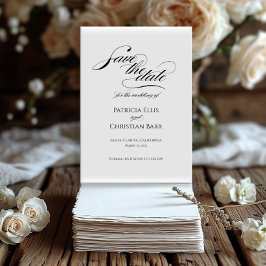 Elegante Schwarze Kalligraphie Save the Date Einla Einladung