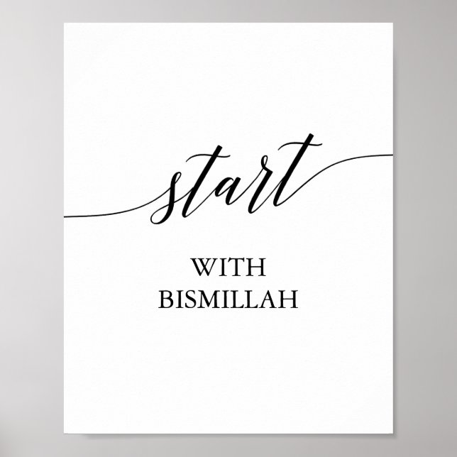 Elegante Schwarze Kalligraphie starten mit Bismill Poster (Vorne)