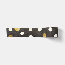 Elegante schwarze klassische Polka Dots und Metall Satinband